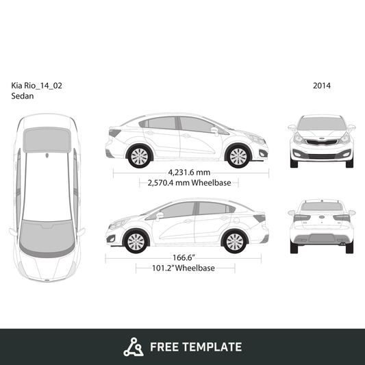 2014 Kia Rio free vector vehicle wrap template - GravBase