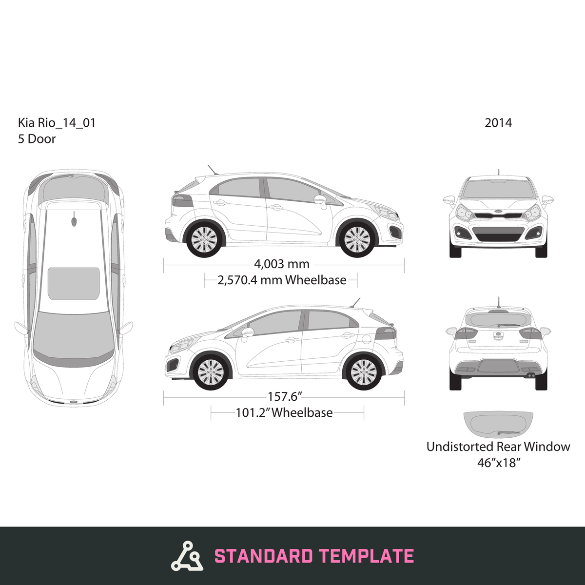 2014 Kia Rio5 vector wrap template, Design-Ready PDF - GravBase