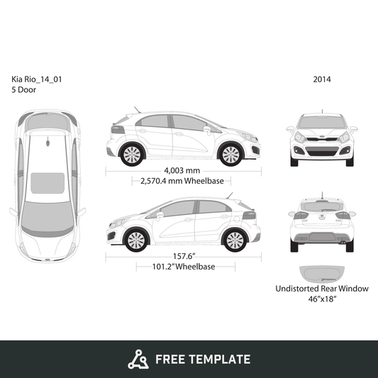 2014 Kia Rio5 free vector vehicle wrap template - GravBase