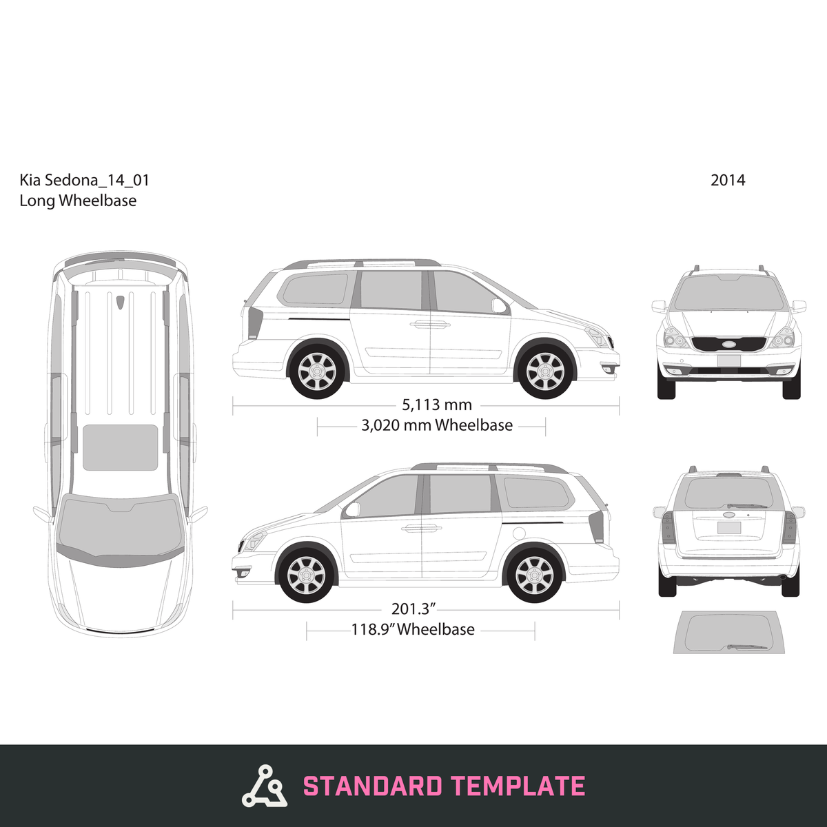 2014 Kia Sedona vector wrap template, Design-Ready PDF - GravBase