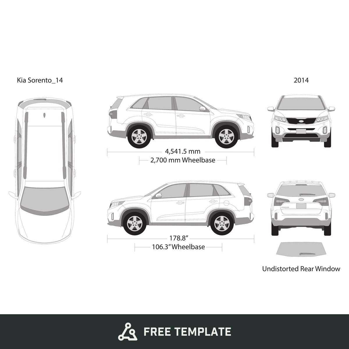 2014 Kia Sorento free vector vehicle wrap template - GravBase