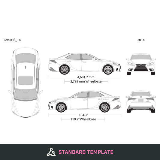 2014 Lexus IS vector wrap template, Design-Ready PDF - GravBase