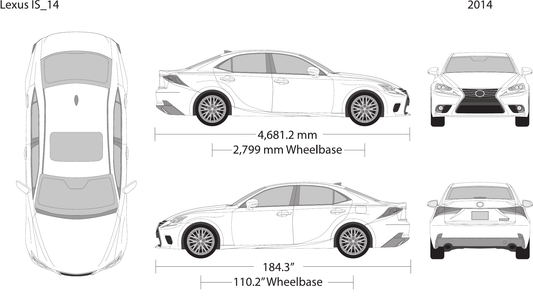 2014 Lexus IS vector wrap template, Design-Ready PDF - GravBase