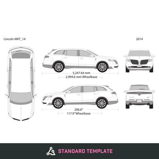 2014 Lincoln MKT vector wrap template, Design-Ready PDF - GravBase