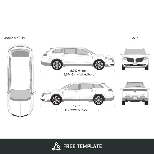 2014 Lincoln MKT free vector vehicle wrap template - GravBase