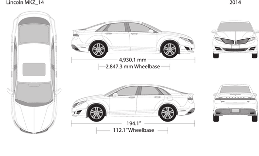2014 Lincoln MKZ vector wrap template, Design-Ready PDF - GravBase