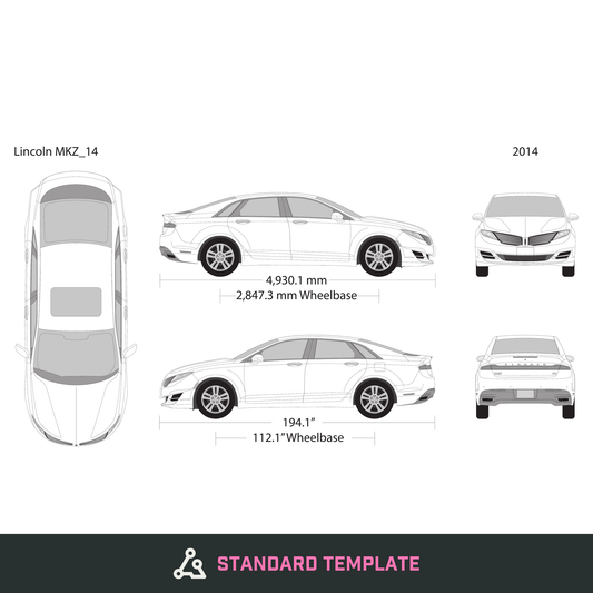 2014 Lincoln MKZ vector wrap template, Design-Ready PDF - GravBase