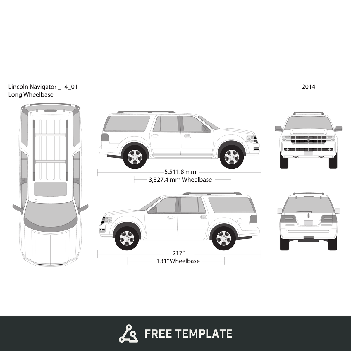 2014 Lincoln Navigator free vector vehicle wrap template - GravBase