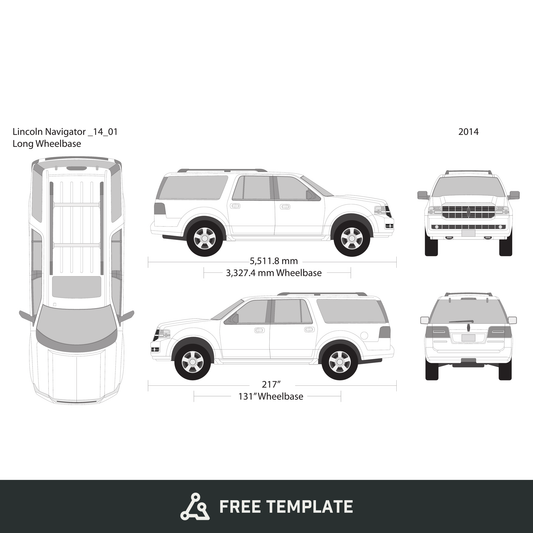 2014 Lincoln Navigator free vector vehicle wrap template - GravBase