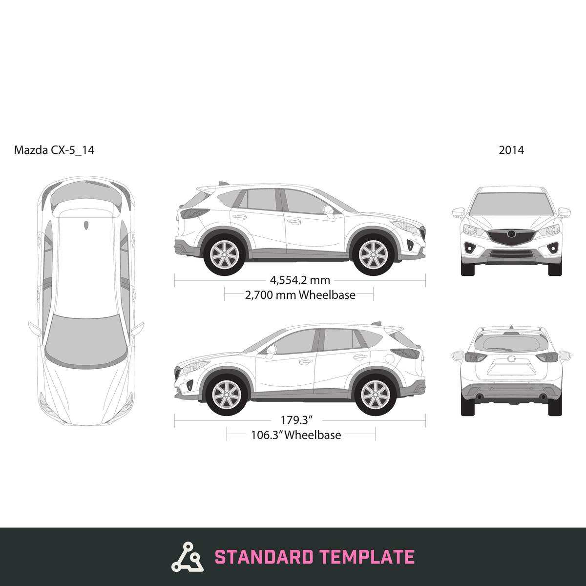 2014 Mazda CX-5 vector wrap template, Design-Ready PDF - GravBase