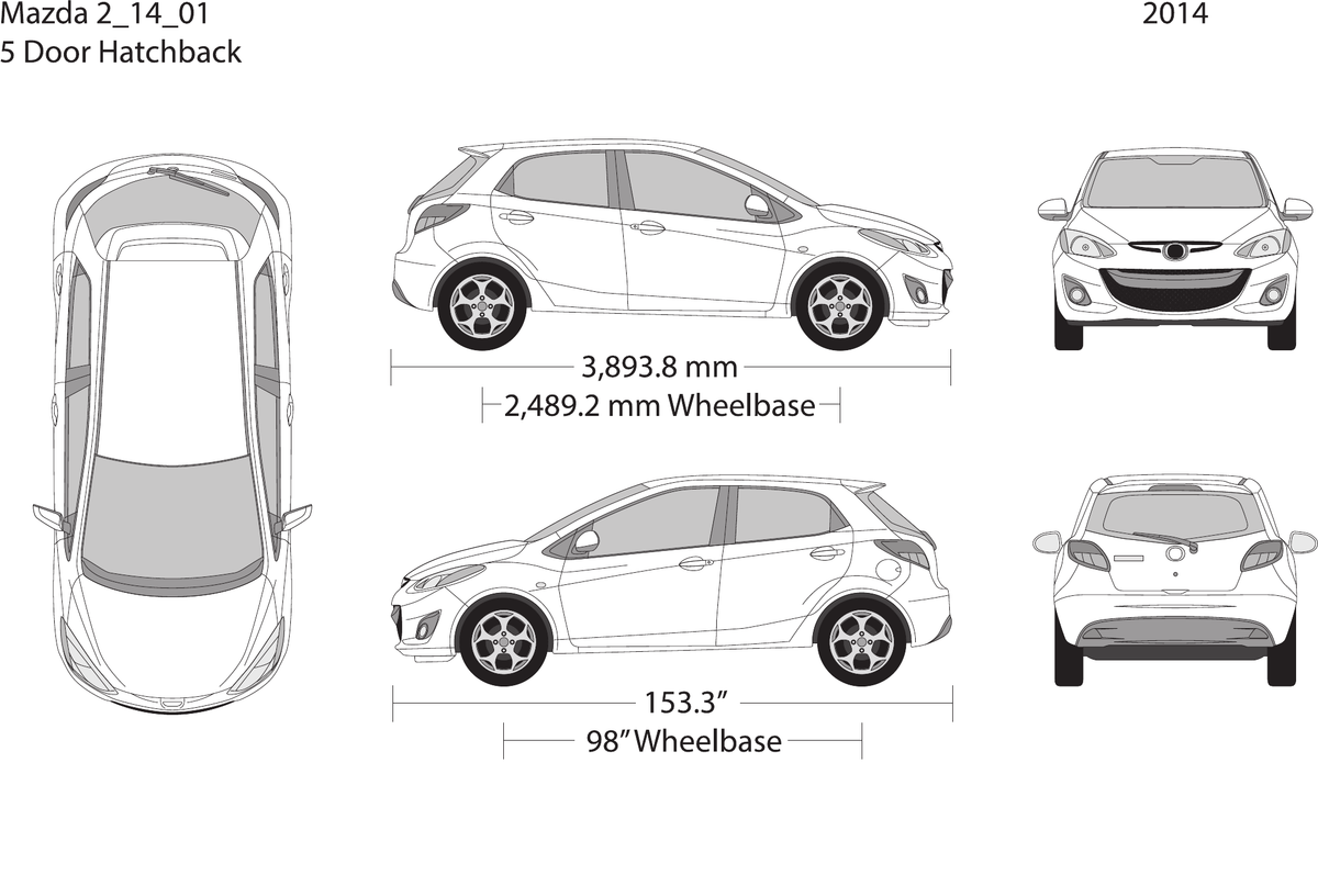 2014 Mazda Mazda 2 Vector Wrap Template - GravBase