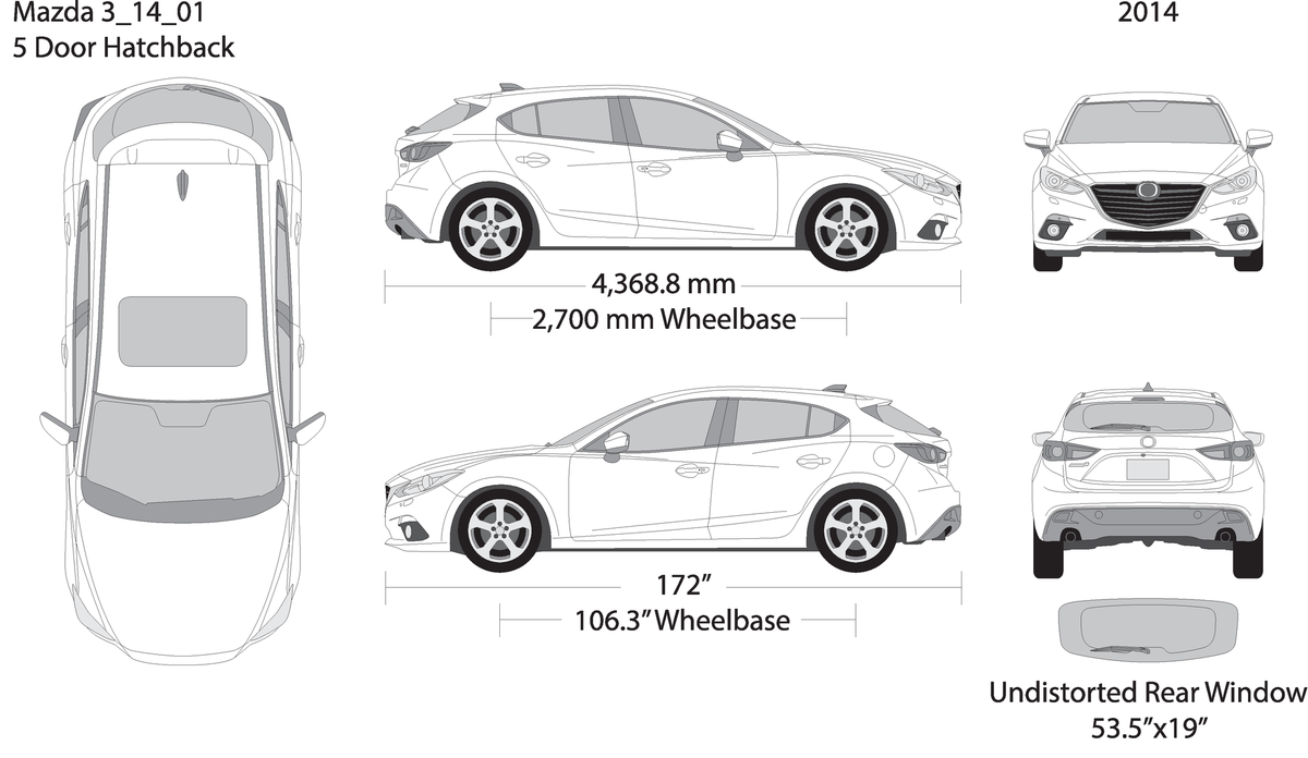 2014 Mazda Mazda 3 Hatchback V01 Vehicle Wrap Template