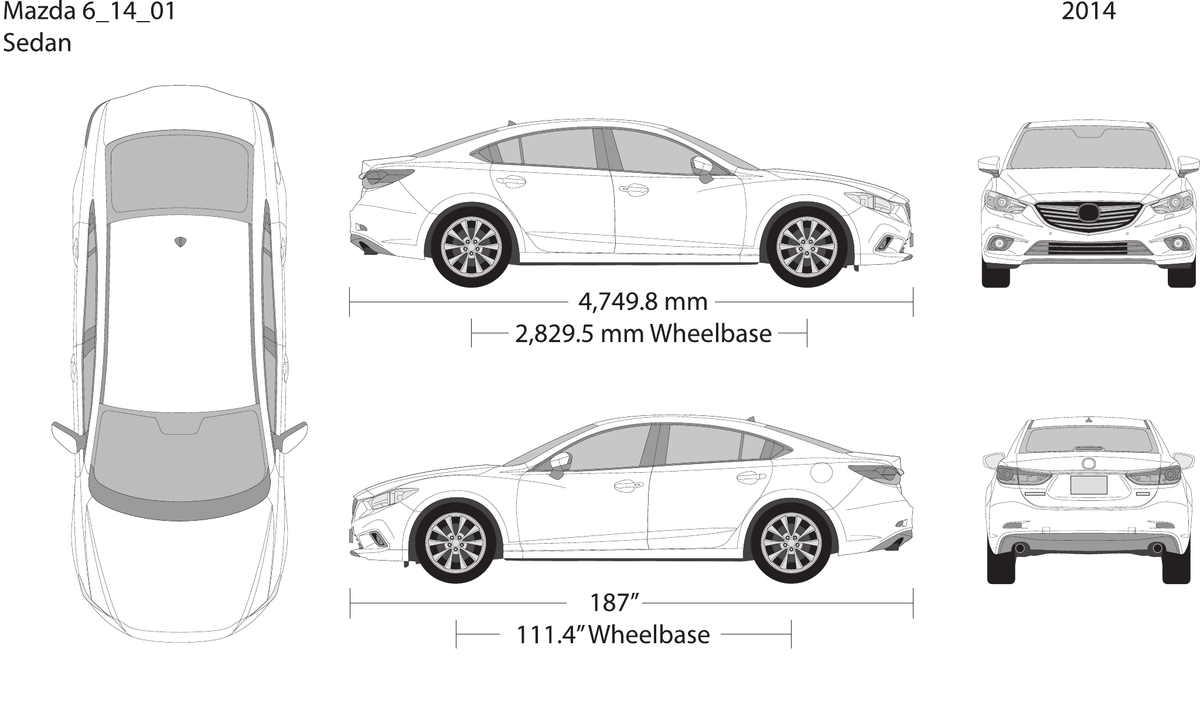 2014 Mazda 6 vector wrap template, Design-Ready PDF - GravBase