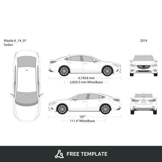 2014 Mazda 6 free vector vehicle wrap template - GravBase
