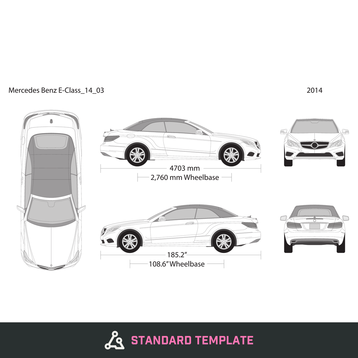 2014 Mercedes E-Class vector wrap template, Design-Ready PDF - GravBase