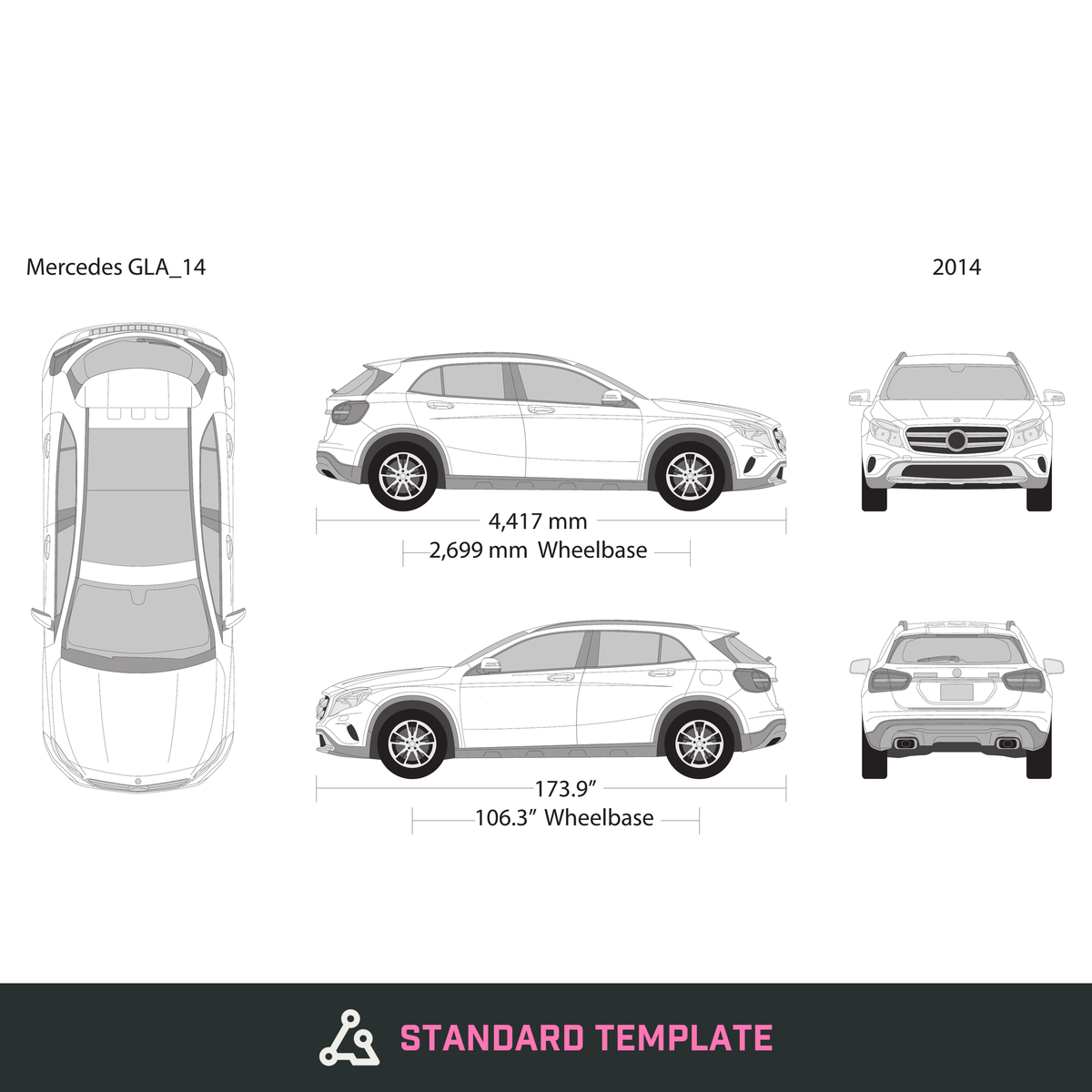 2014 Mercedes GLA vector wrap template, Design-Ready PDF - GravBase
