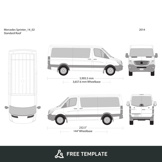 2014 Mercedes Sprinter free vector vehicle wrap template - GravBase