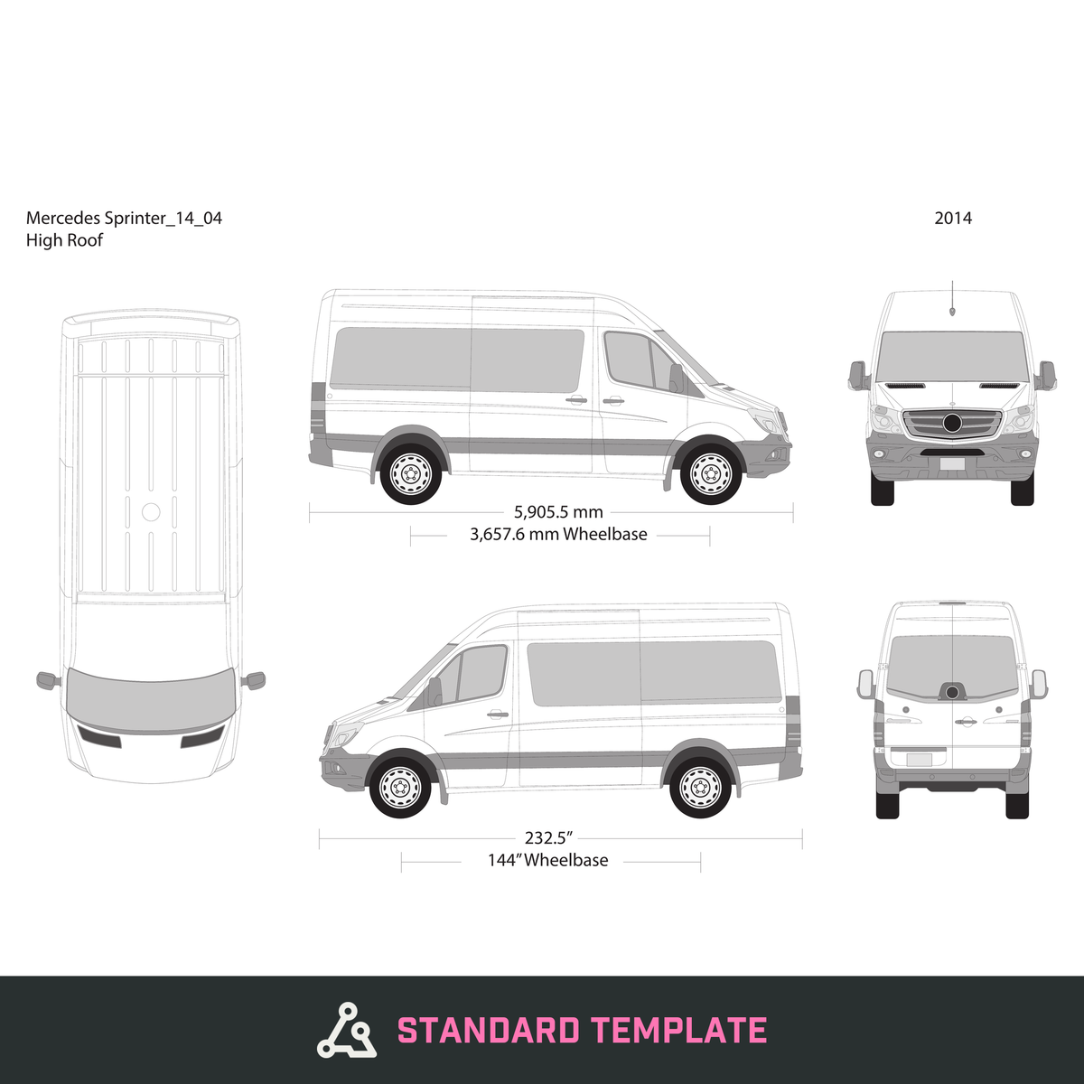 2014 Mercedes Sprinter vector wrap template V04, Design-Ready PDF - GravBase