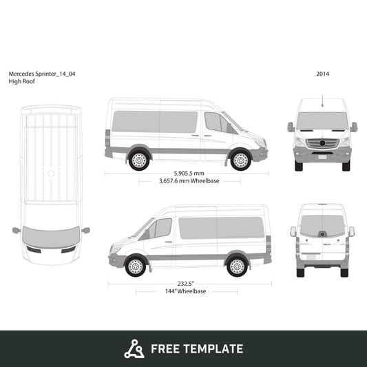 2014 Mercedes Sprinter free vector vehicle wrap template - GravBase
