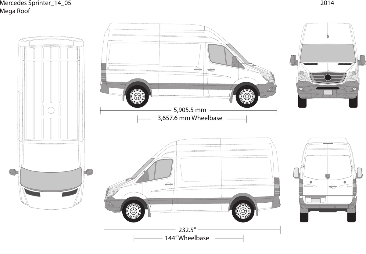 2014 Mercedes Sprinter vector wrap template V05, Design-Ready PDF - GravBase