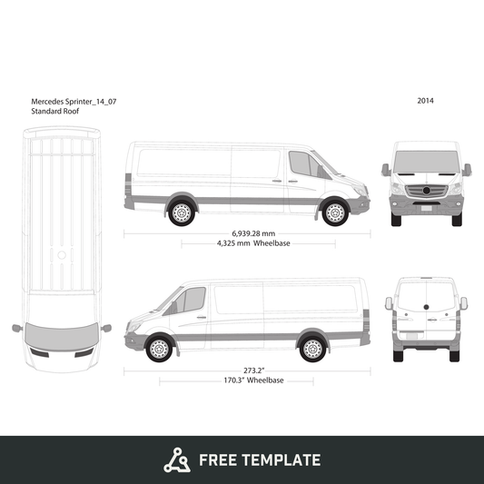 2014 Mercedes Sprinter free vector vehicle wrap template - GravBase