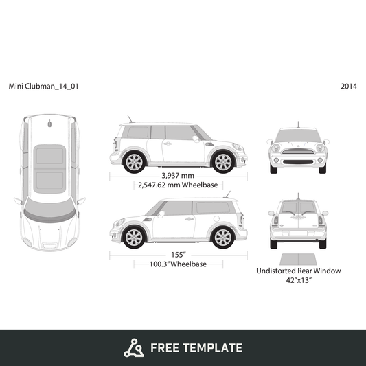 2014 Mini Cooper Mini Clubman free vector vehicle wrap template - GravBase