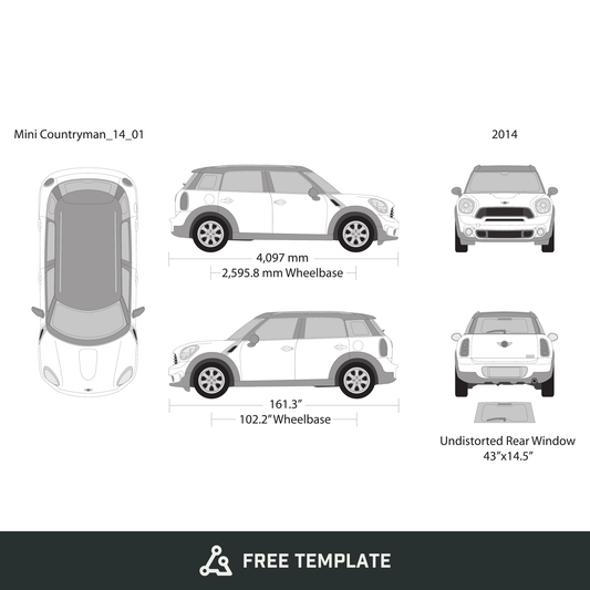 2014 Mini Cooper Mini Countryman free vector vehicle wrap template - GravBase