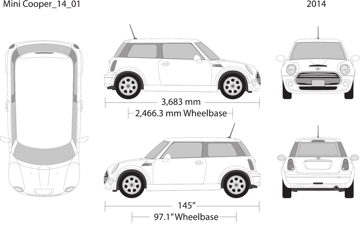 2014 Mini Cooper Mini Hardtop vector wrap template, Design-Ready PDF - GravBase