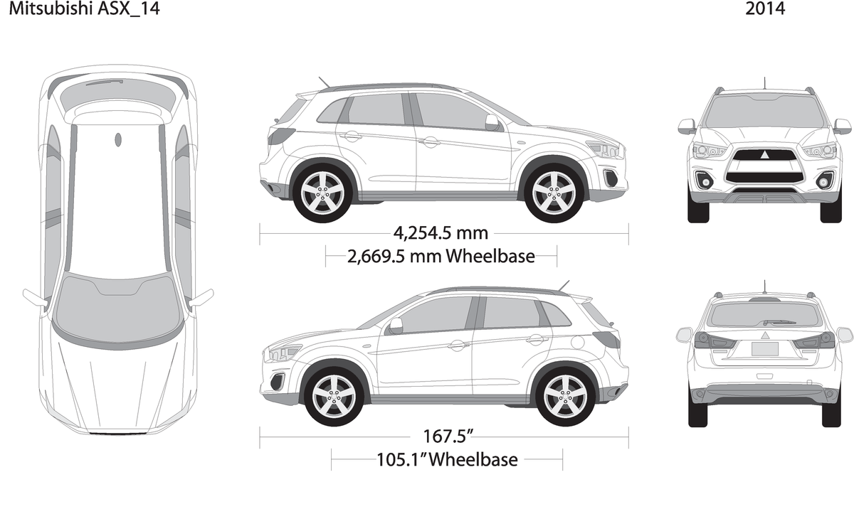 2014 Mitsubishi Asx V14 Vehicle Wrap Template