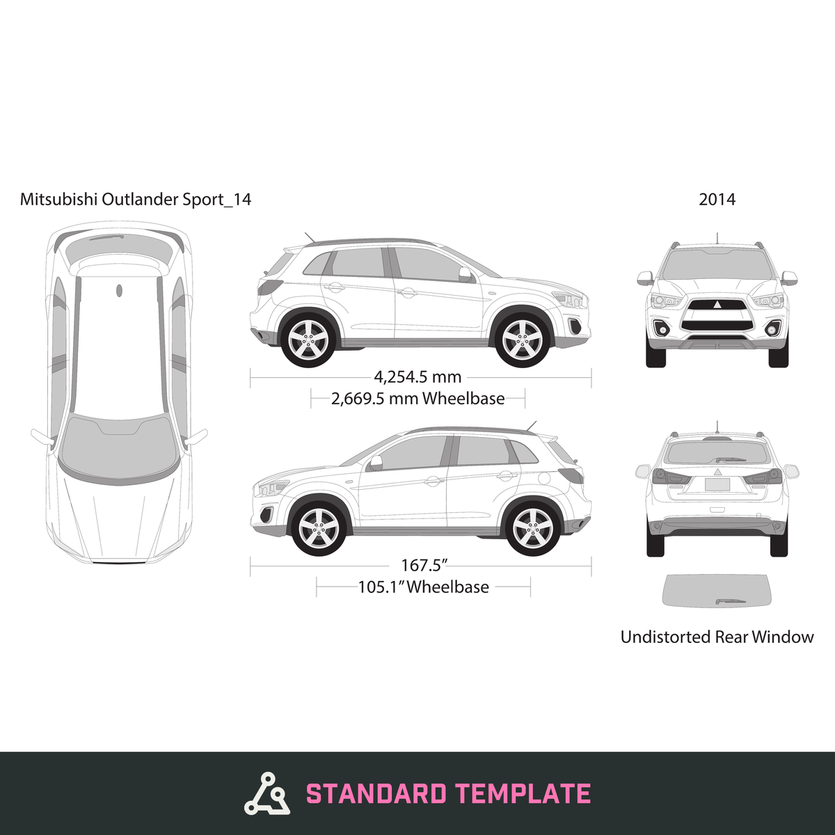 2014 Mitsubishi Outlander Sport vector wrap template, Design-Ready PDF - GravBase