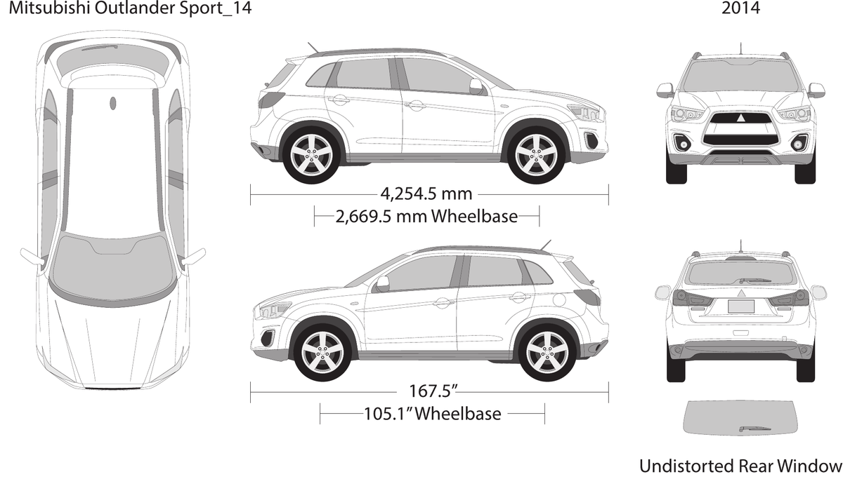 2014 Mitsubishi Outlander Sport vector wrap template, Design-Ready PDF - GravBase