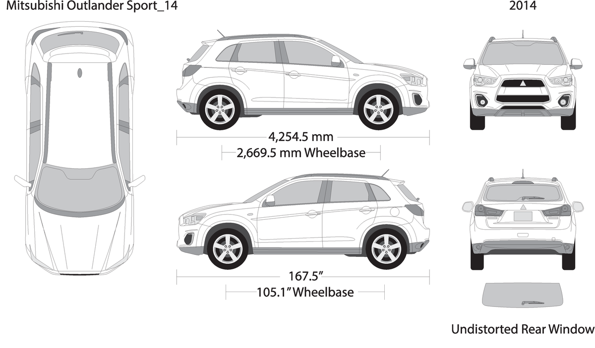 2014 Mitsubishi Outlander Sport V14 Vehicle Wrap Template