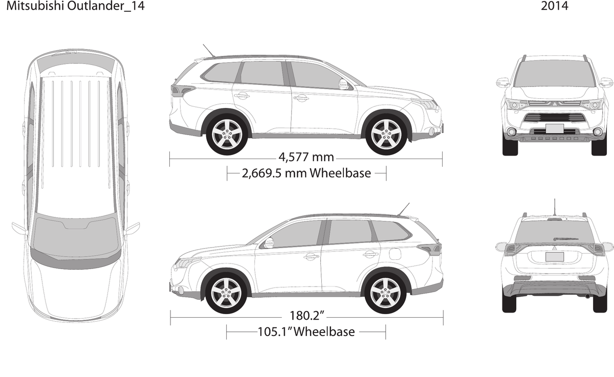 2014 Mitsubishi Outlander vector wrap template, Design-Ready PDF - GravBase