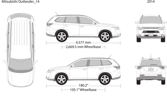 2014 Mitsubishi Outlander vector wrap template, Design-Ready PDF - GravBase
