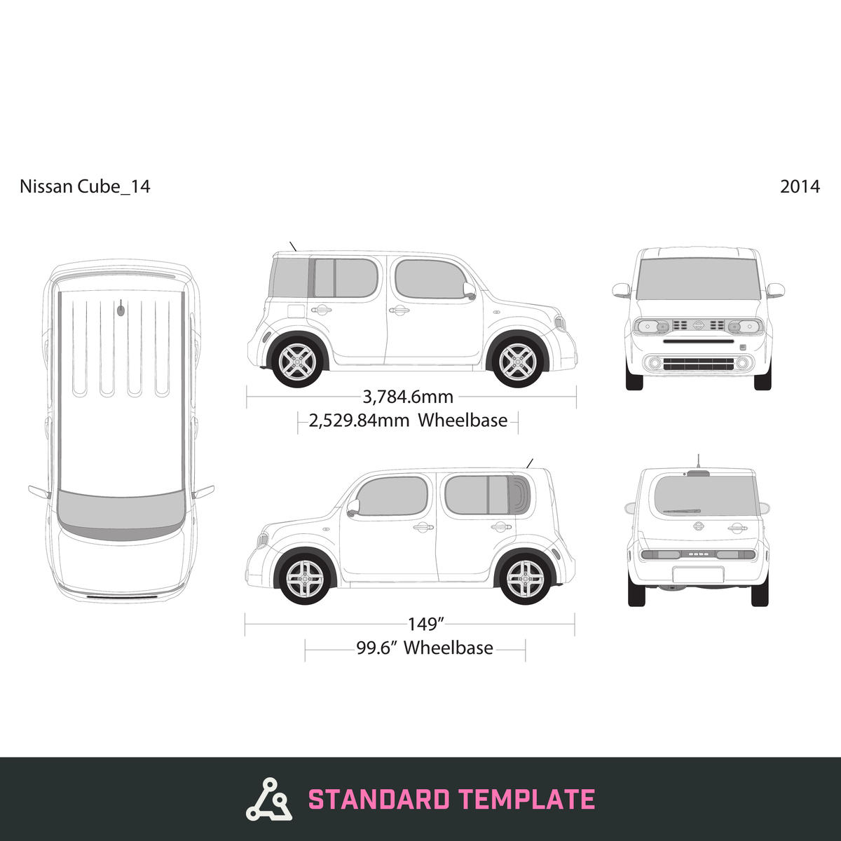 2014 Nissan Cube vector wrap template, Design-Ready PDF - GravBase