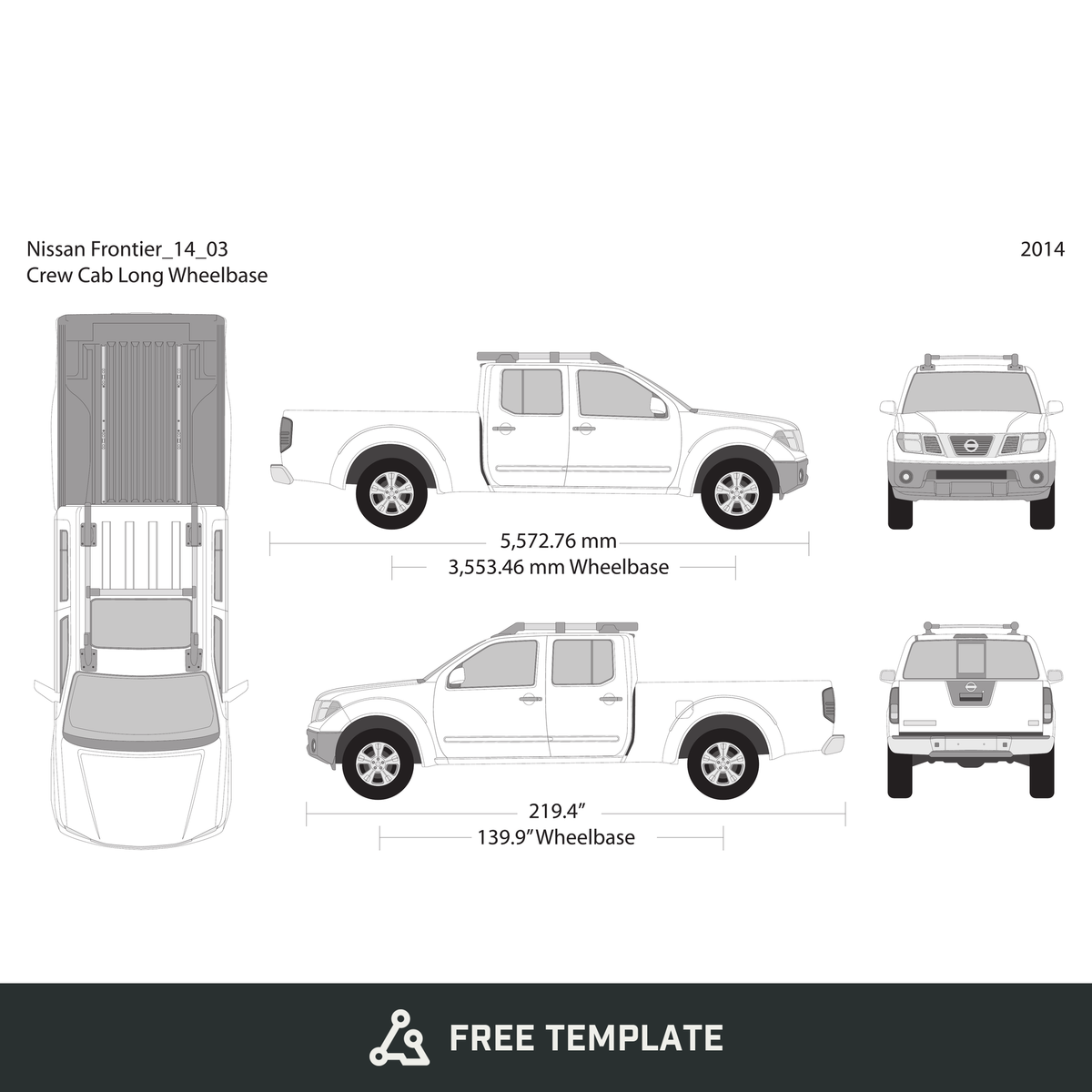 2014 Nissan Frontier front view free vector vehicle wrap template - GravBase