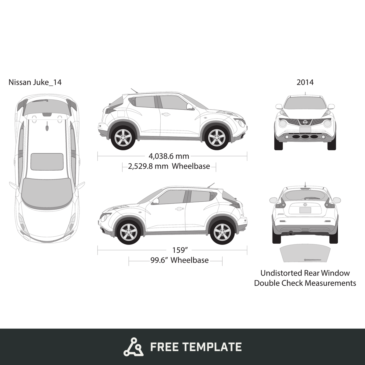 2014 Nissan Juke free vector vehicle wrap template - GravBase