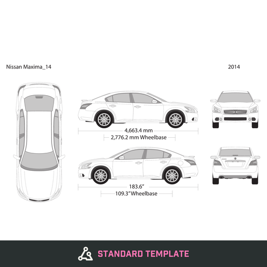 2014 Nissan Maxima vector wrap template, Design-Ready PDF - GravBase