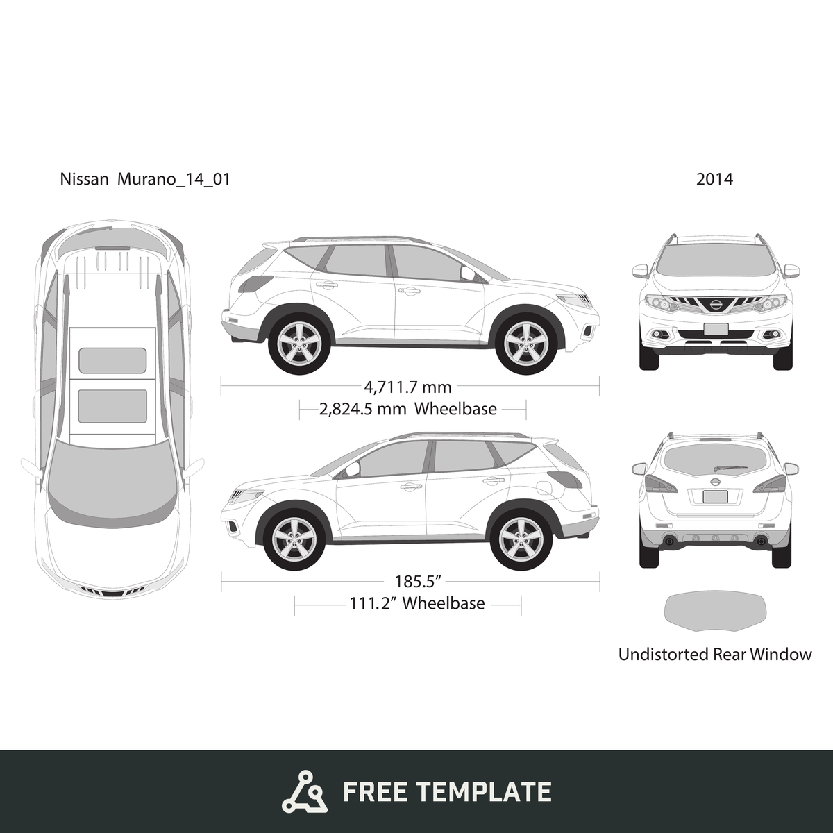 2014 Nissan Murano free vector vehicle wrap template - GravBase