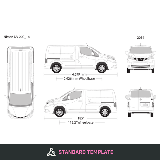 2014 Nissan NV 200 vector wrap template, Design-Ready PDF - GravBase