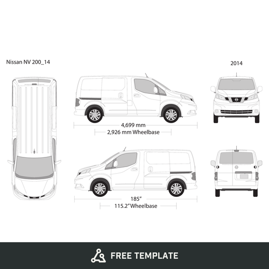 2014 Nissan NV 200 free vector vehicle wrap template - GravBase