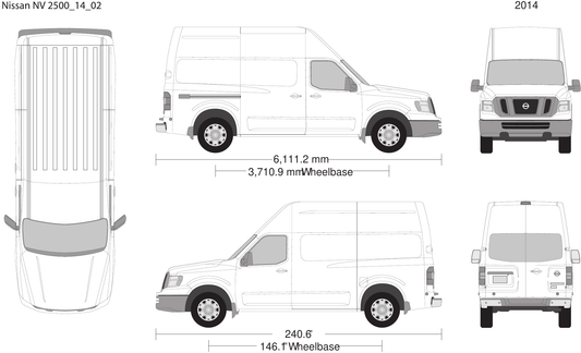 2014 Nissan NV 2500 vector wrap template V02, Design-Ready PDF - GravBase