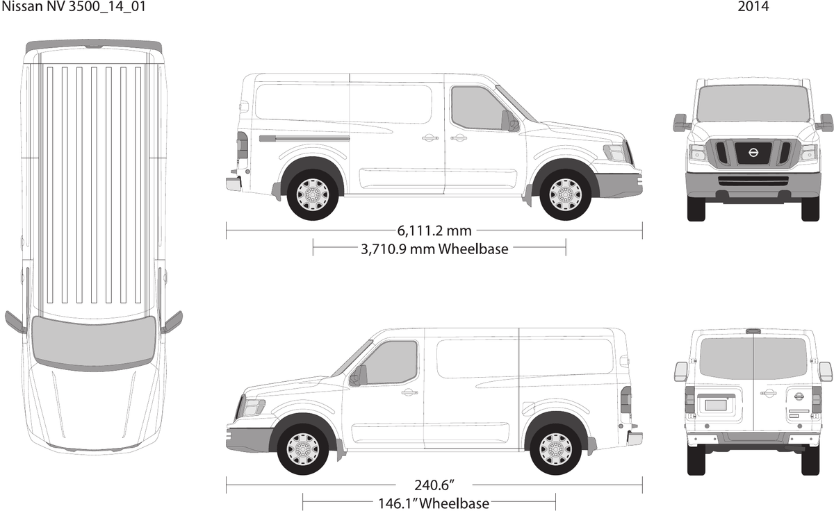 2014 Nissan NV 3500 vector wrap template V01, Design-Ready PDF - GravBase