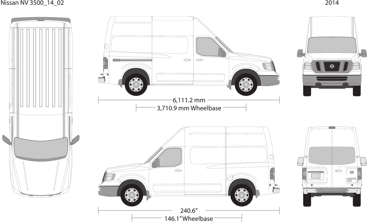 2014 Nissan NV 3500 vector wrap template V02, Design-Ready PDF - GravBase