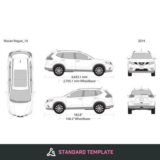 2014 Nissan Rogue vector wrap template, Design-Ready PDF - GravBase