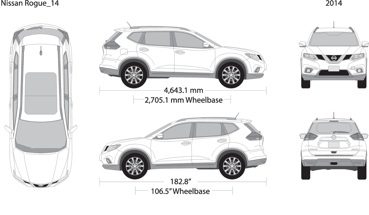 2014 Nissan Rogue V14 Vehicle Wrap Template
