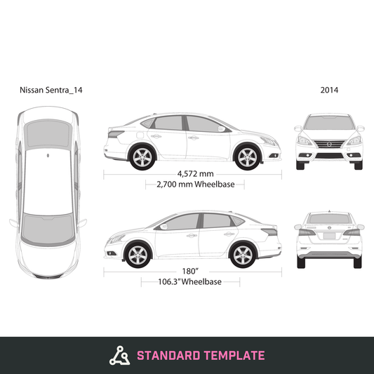 2014 Nissan Sentra vector wrap template, Design-Ready PDF - GravBase