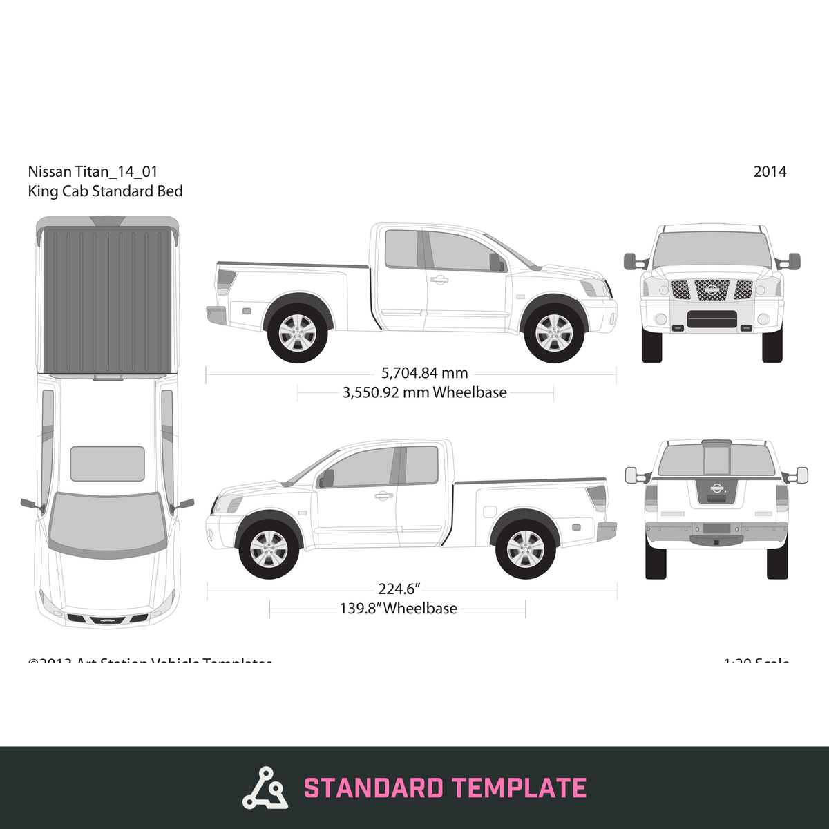 2014 Nissan Titan vector wrap template V01, Design-Ready PDF - GravBase