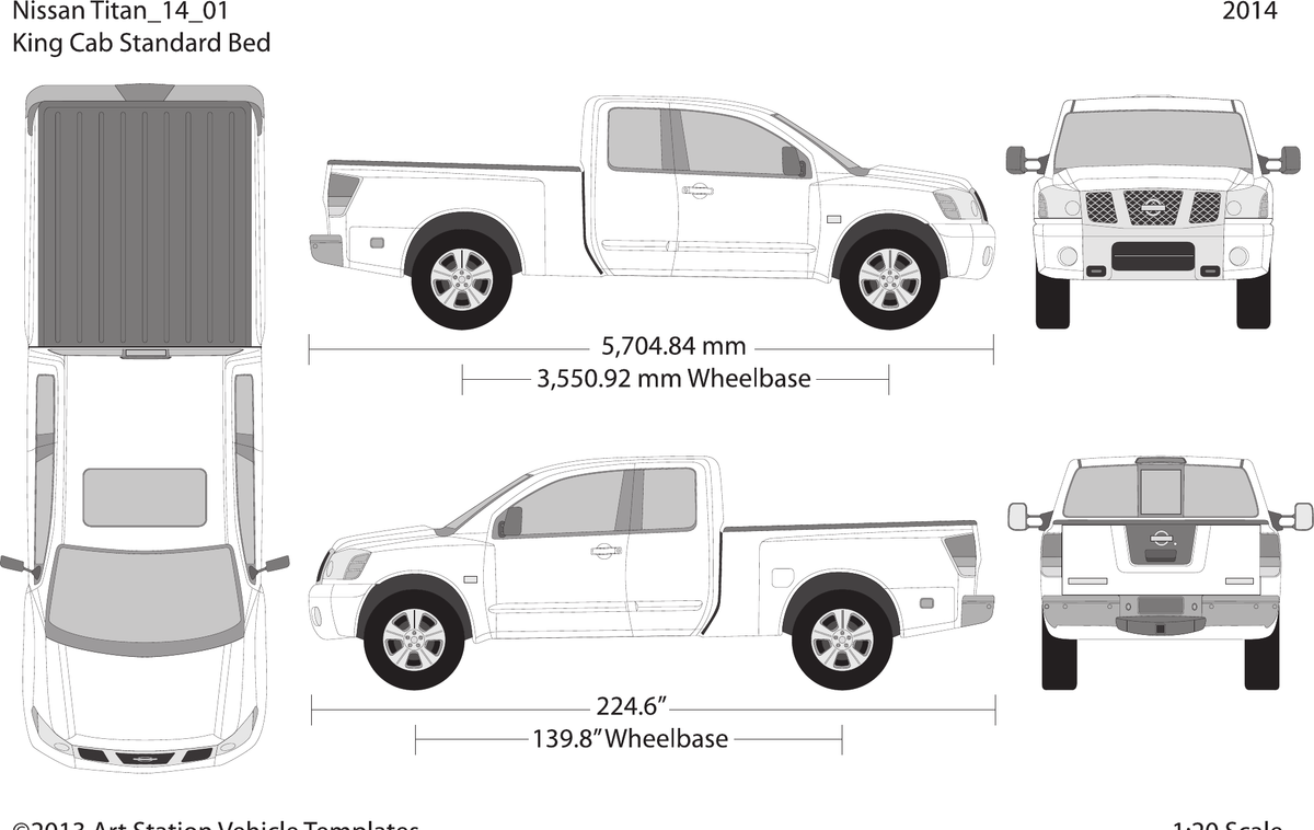 2014 Nissan Titan vector wrap template V01, Design-Ready PDF - GravBase