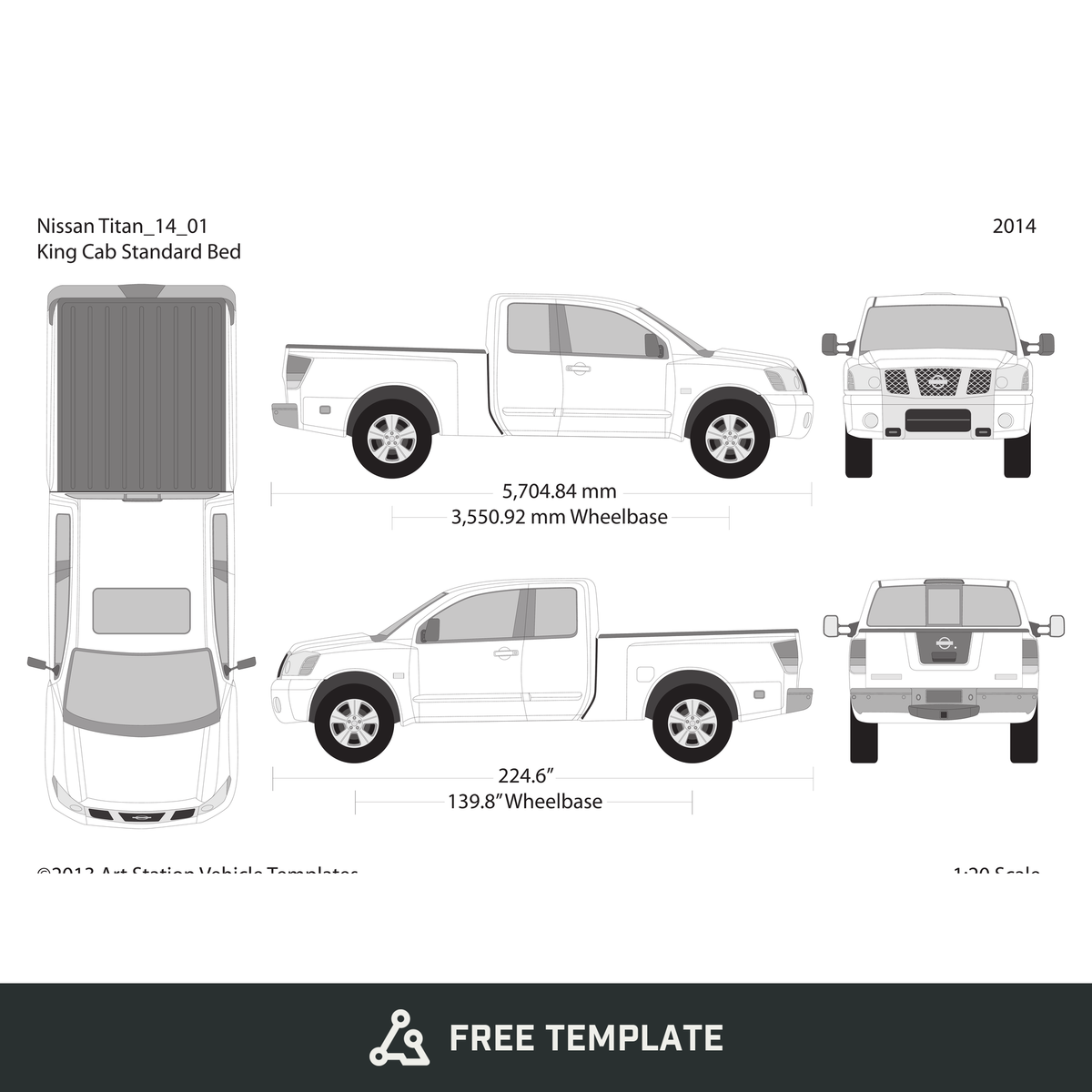 2014 Nissan Titan free vector vehicle wrap template - GravBase